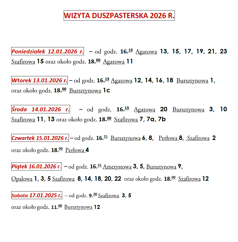 Program wizyty kolędowej 2026